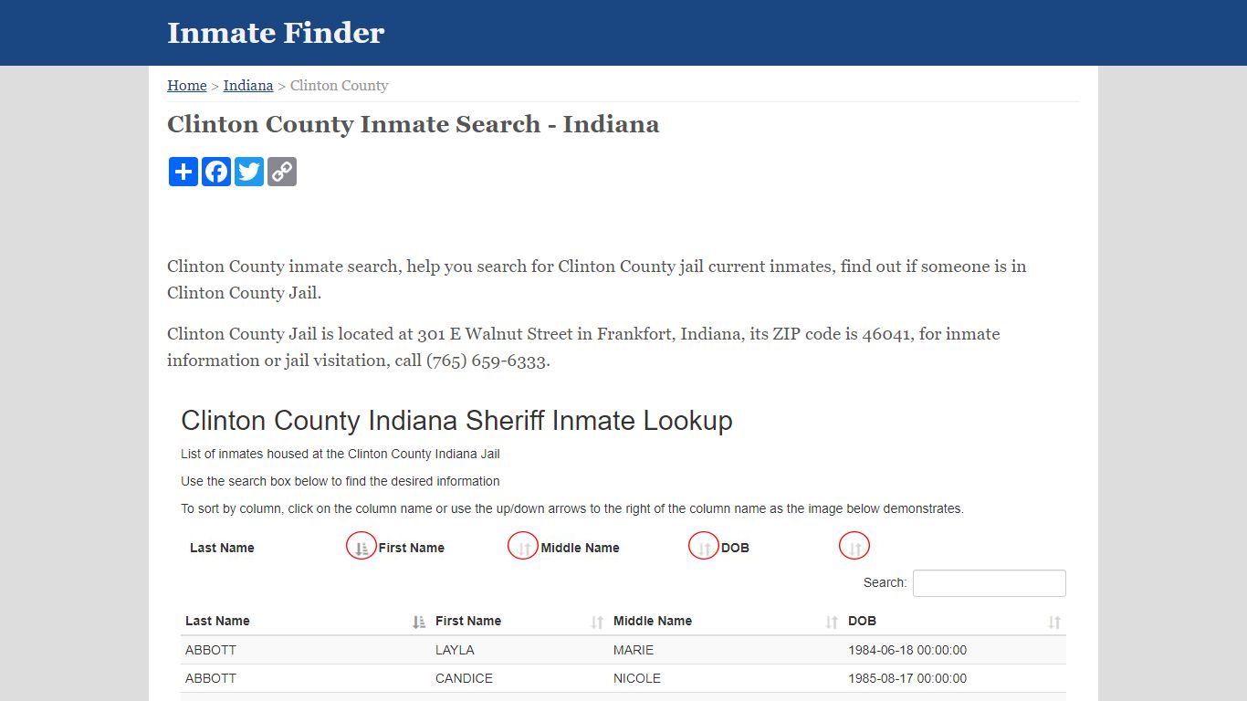 Clinton County Inmate Search - Indiana